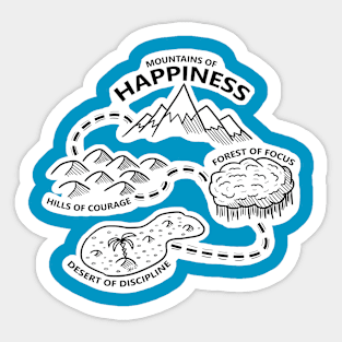 Motivational Map to Mountains of Happiness Sticker